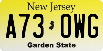 NJ license plate A73OWG