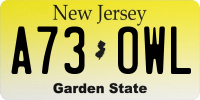 NJ license plate A73OWL