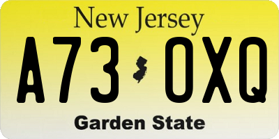 NJ license plate A73OXQ