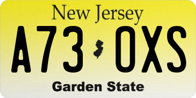 NJ license plate A73OXS