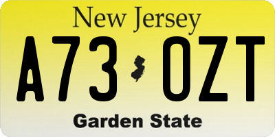 NJ license plate A73OZT