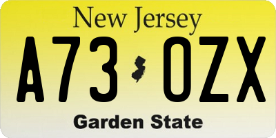 NJ license plate A73OZX