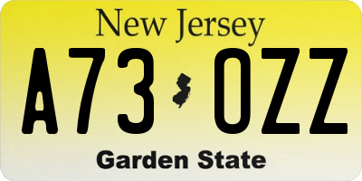 NJ license plate A73OZZ