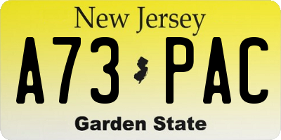 NJ license plate A73PAC