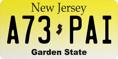 NJ license plate A73PAI