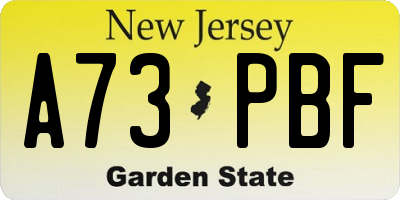 NJ license plate A73PBF