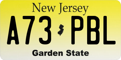 NJ license plate A73PBL