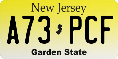 NJ license plate A73PCF