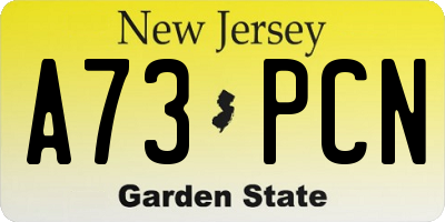 NJ license plate A73PCN