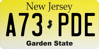 NJ license plate A73PDE