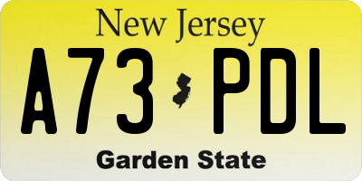 NJ license plate A73PDL