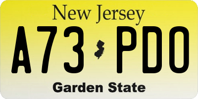 NJ license plate A73PDO