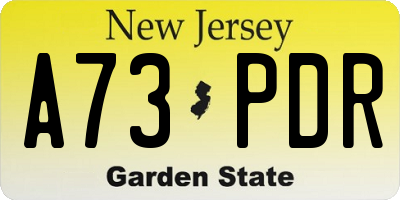 NJ license plate A73PDR