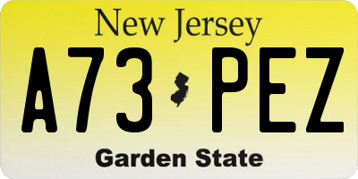 NJ license plate A73PEZ