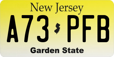 NJ license plate A73PFB