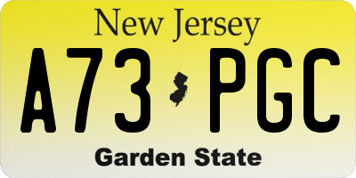 NJ license plate A73PGC