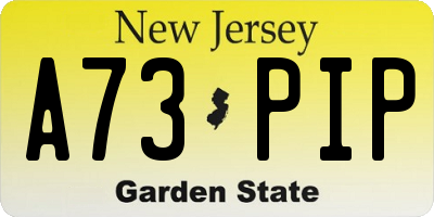 NJ license plate A73PIP