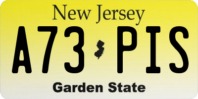 NJ license plate A73PIS