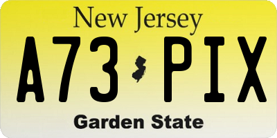NJ license plate A73PIX