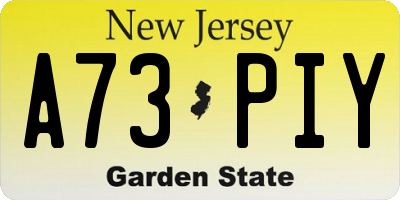 NJ license plate A73PIY