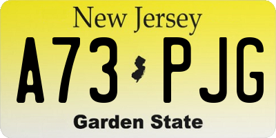 NJ license plate A73PJG