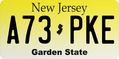 NJ license plate A73PKE