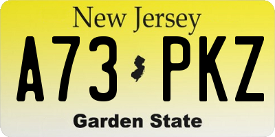 NJ license plate A73PKZ