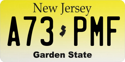 NJ license plate A73PMF