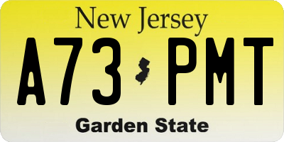 NJ license plate A73PMT