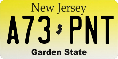 NJ license plate A73PNT