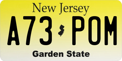 NJ license plate A73POM