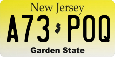 NJ license plate A73POQ