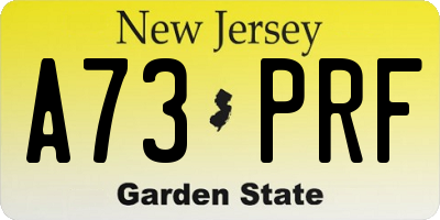 NJ license plate A73PRF