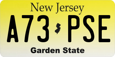 NJ license plate A73PSE