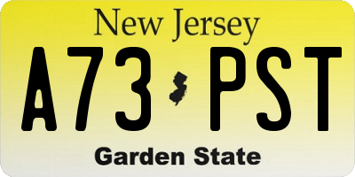 NJ license plate A73PST