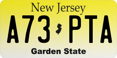 NJ license plate A73PTA