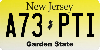 NJ license plate A73PTI