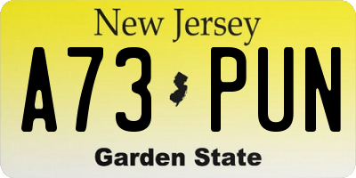 NJ license plate A73PUN