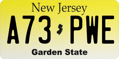 NJ license plate A73PWE