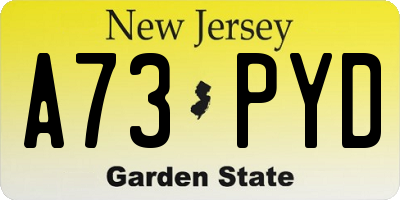 NJ license plate A73PYD