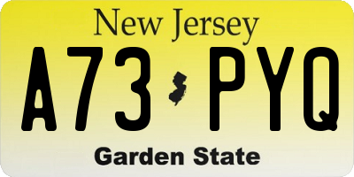 NJ license plate A73PYQ
