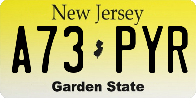 NJ license plate A73PYR