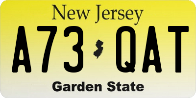 NJ license plate A73QAT
