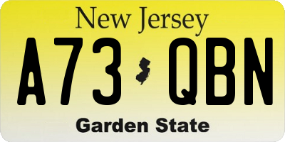 NJ license plate A73QBN