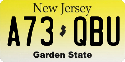 NJ license plate A73QBU