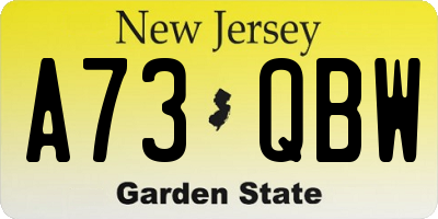 NJ license plate A73QBW