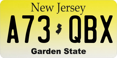 NJ license plate A73QBX