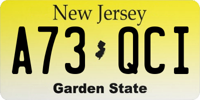 NJ license plate A73QCI
