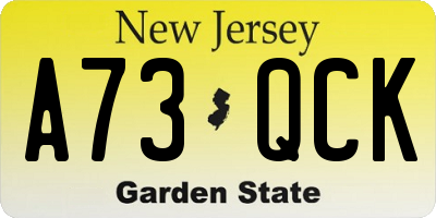 NJ license plate A73QCK