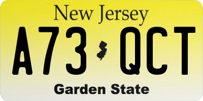 NJ license plate A73QCT